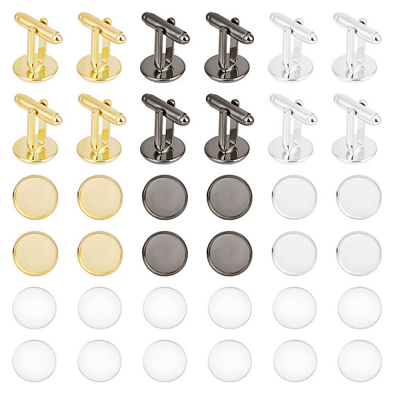 12шт 3 цвета латунная манжета пуговица, фурнитура запонки, аксессуары для одежды, с 12 прозрачными стеклянными кабошонами