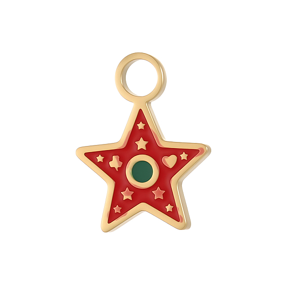 304 подвески из нержавеющей стали, звезды прелести, ионное покрытие (ip), реальный 18 k позолоченный