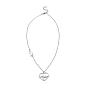 2Pcs 2 Color Enamel Yin Yang Couple Necklaces Set, Alloy Heart Beat Pendant Necklaces for Best Friends Lovers