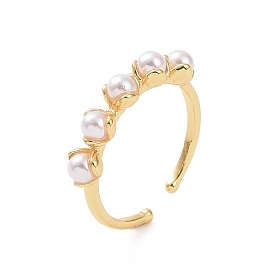 Латунные цветочные открытые кольца, пластиковые кольца-манжеты с имитацией жемчуга для женщин
