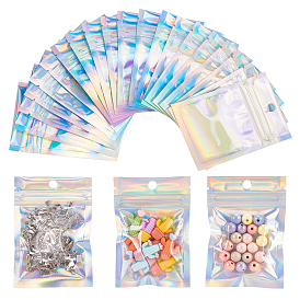 Zip Top Plastic Glitter Holographic Bags, Resealable Bags, Rectangle