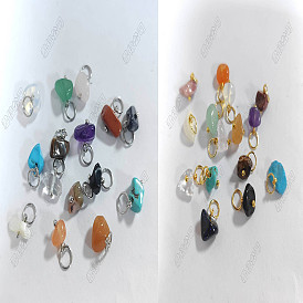 150 piezas 30 estilos de dijes de pepitas de piedras preciosas mixtas, con 304 anillos de salto de acero inoxidable