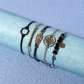BL094 Jewelry Fashion Metal Bracelet Set Sexy 5pcs Geometric Beaded Hand Jewelry