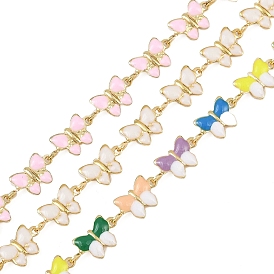 Латунные цепочки-бабочки, с эмалью, без кадмия, без никеля и без свинца, пайки, с катушкой, золотые