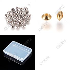 100pcs 2 couleurs 304 perles rondelles lisses en acier inoxydable