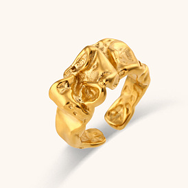 Stylish Irregular Tin Foil Open Ring Jewelry in 18K Gold Plating for Women