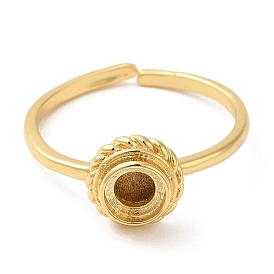 Латунная латунная накладка на кольцо с открытой манжетой, настройки кольца чашки безеля, плоско-круглые