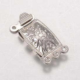 304 Stainless Steel Box Clasps, Multi-Strand Clasps, Rectangle
