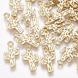 Brass Charms, Cactus, Real 18K Gold Plated