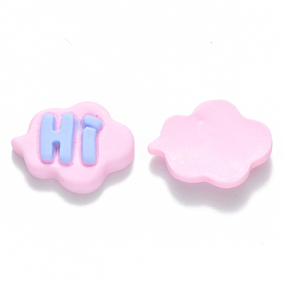 Resin Cabochons, Cloud with Word Hi