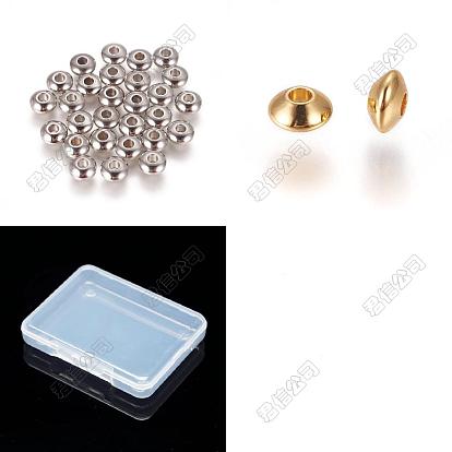 100pcs 2 couleurs 304 perles rondelles lisses en acier inoxydable