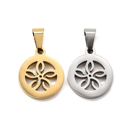 Плоские круглые с цветком 304 подвесками из нержавеющей стали, ионное покрытие (ip)