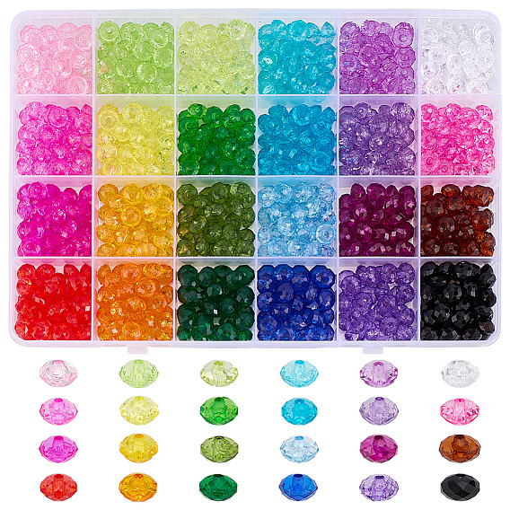 720 шт 24 стили прозрачные акриловые бусины, рондель, граненые