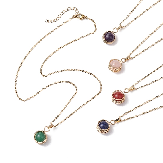 304 фарфоровые ожерелья из нержавеющей стали, природных драгоценных камней кулон ожерелья