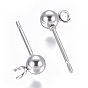 304 Stainless Steel Ear Stud Components, with Loop, Ball
