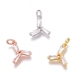 Brass Micro Pave Clear Cubic Zirconia Charms, Long-Lasting Plated