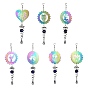 201 Stainless Steel 3D Wind Spinners, with Glass Pendant and Acrylic Bead, for Outside Yard and Garden Decoration
