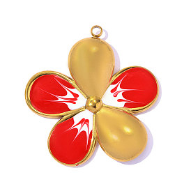 День святого Валентина 304 эмалевые подвески из нержавеющей стали, , ионное покрытие (ip), зеркальная полировка, реальный 18 k позолоченный