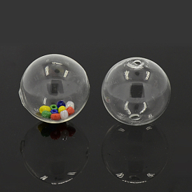Handmade Two Holes Blown Glass Globe Beads, Round
