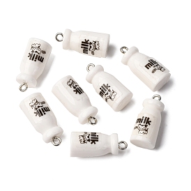 Непрозрачные подвески смолы, бутылка молока, с железной платиной петлей