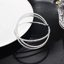 Sparkling Cross Wire Bangle Bracelet with Elastic Opening - Perfect Gift!