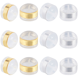 20шт 2 цвета латунные кольца силиконовые гайки для ушей, спинки для серьги