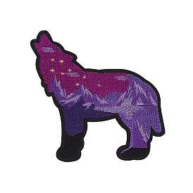Wolf with Mountain Computerized Embroidery Cloth Iron on/Sew on Patches, Costume Accessories