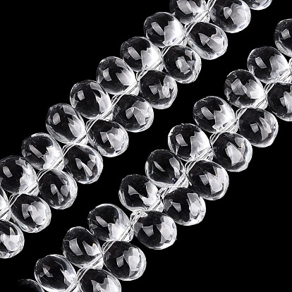 Transparent Glass Beads Strands, Top Drilled Beads, Teardrop
