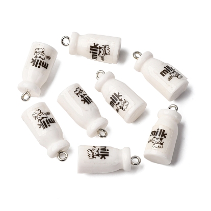 Непрозрачные подвески смолы, бутылка молока, с железной платиной петлей