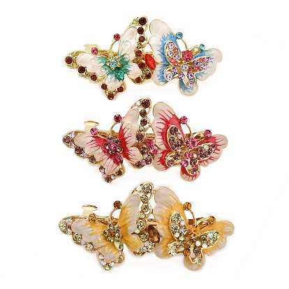 Заколки для волос из сплава со стразами и эмалью, бабочка, пони крючок, аксессуары для украшения хвоста