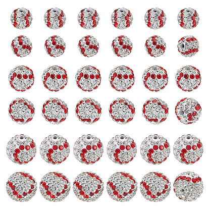36 шт. 3 стили бусины из полимерной глины ручной работы со стразами, круглые