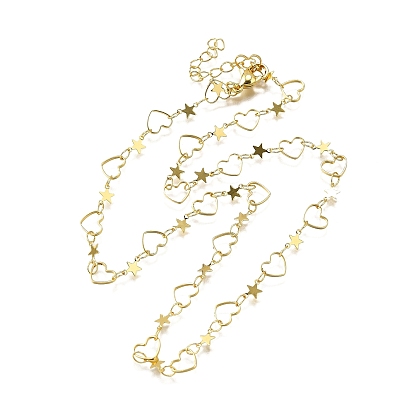 Латунные ожерелья со звездами и сердечками, без свинца и без кадмия, долговечный, стойки покрытие