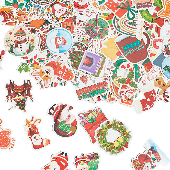 2 наборы 2 стили рождественские темы самоклеящиеся наклейки из ПВХ, для праздничных декоративных подарков