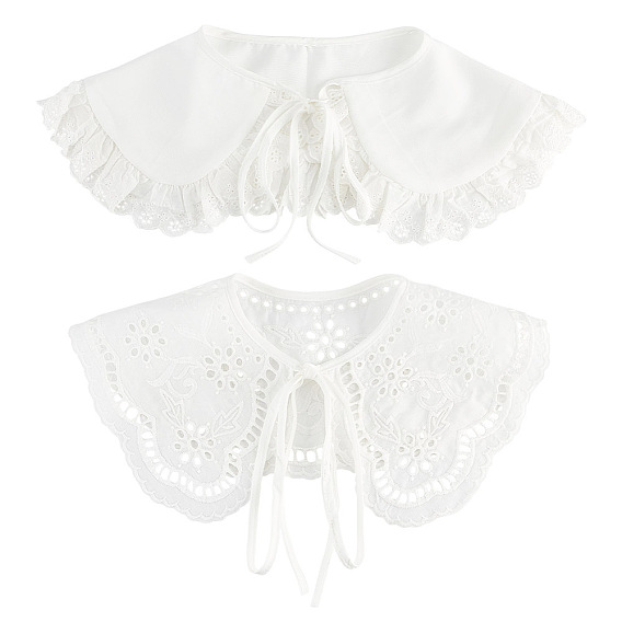 2шт 2 стиль съемные женские накладные воротники, отделка выреза с зубчатым/волнистым краем, край аппликации для шитья одежды, аксессуары для одежды diy