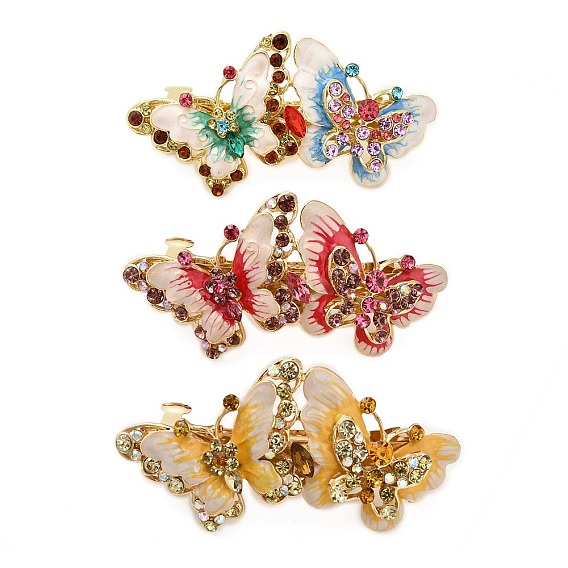 Заколки для волос из сплава со стразами и эмалью, бабочка, пони крючок, аксессуары для украшения хвоста