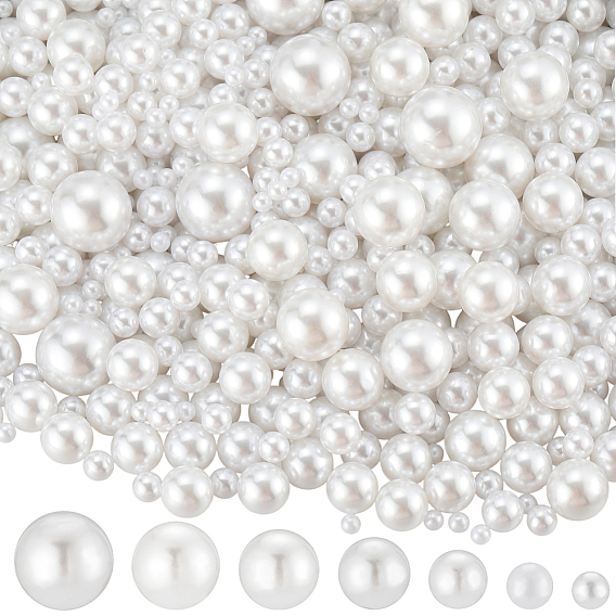 1470 шт 7 стили имитация жемчуга акриловые бусины, без отверстия , круглые