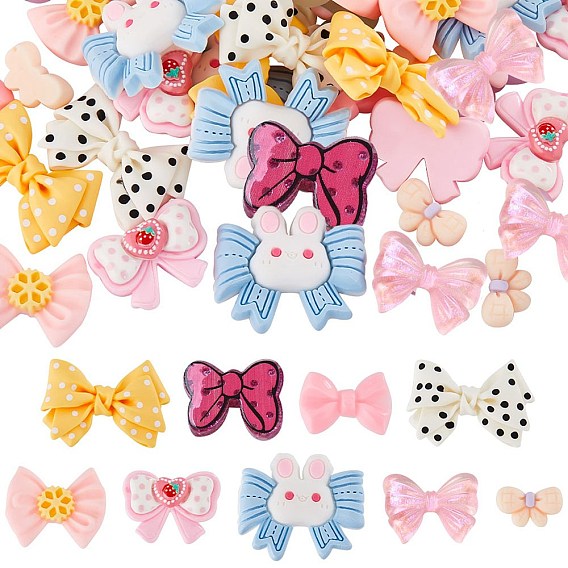 54шт 9 стили полупрозрачные матовые смоляные кабошоны, имитация желе, бантом