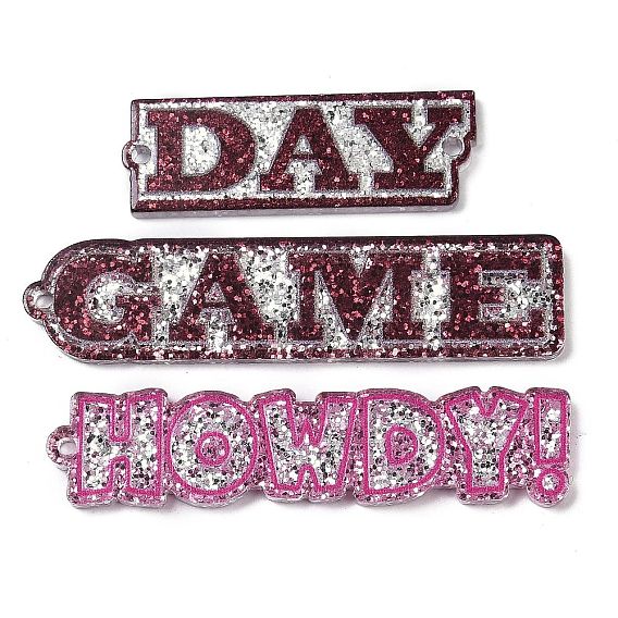 Печатные акриловые подвески, слово, с блестка