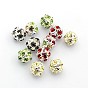 Brass Rhinestone Beads, with Iron Single Core, Grade A, Silver Color Plated, Round, 8mm in diameter, Hole: 1mm