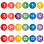 TPE Sports Number 1~24 Spot Markers for Soccer, Volleyball, Basketball Training, Flat Round
