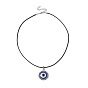 Evil Eye Resin Alloy Pendants Necklaces, Waxed Cord Necklaces for Women