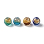 Handmade Gold Sand with Silver Foil Lampwork Beads Strand, Round