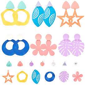 DIY Candy Color Earring Making, with Spray Painted Iron Stud Earring Findings, Steel Pins and Spray Painted Iron Pendants and Brass Ear Nuts