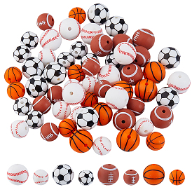 80 шт. 8 стили спортивной серии пищевые экологически чистые силиконовые бусины, разноцветные