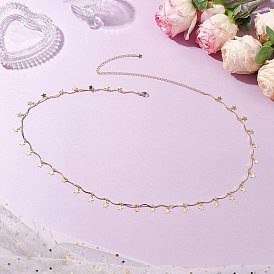 Латунная звезда подвеска волнистые звенья цепи на талию для женщин, с 304 из нержавеющей стали Lobster Claw застежками