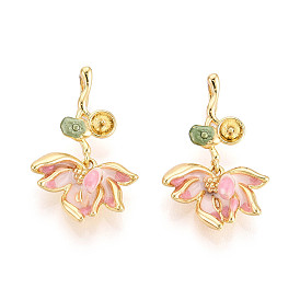 Латунь с эмалированными дужками, цветок, за половину пробурено бисера, реальный 18 k позолоченный