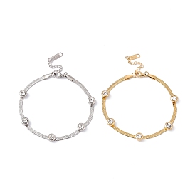Bracelet chaîne à chevrons perlé avec strass en cristal, 304 bijoux en acier inoxydable pour femmes