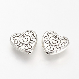 Сплавочные овальные бусины тибетского стиля , без кадмия и без свинца, сердце