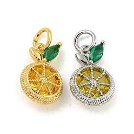 Brass Micro Pave Gold Cubic Zirconia Charms, Lemon Charms