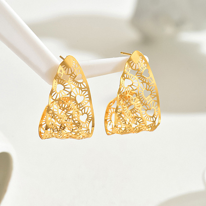 Серьги-гвоздики в форме полого сердца из сплава